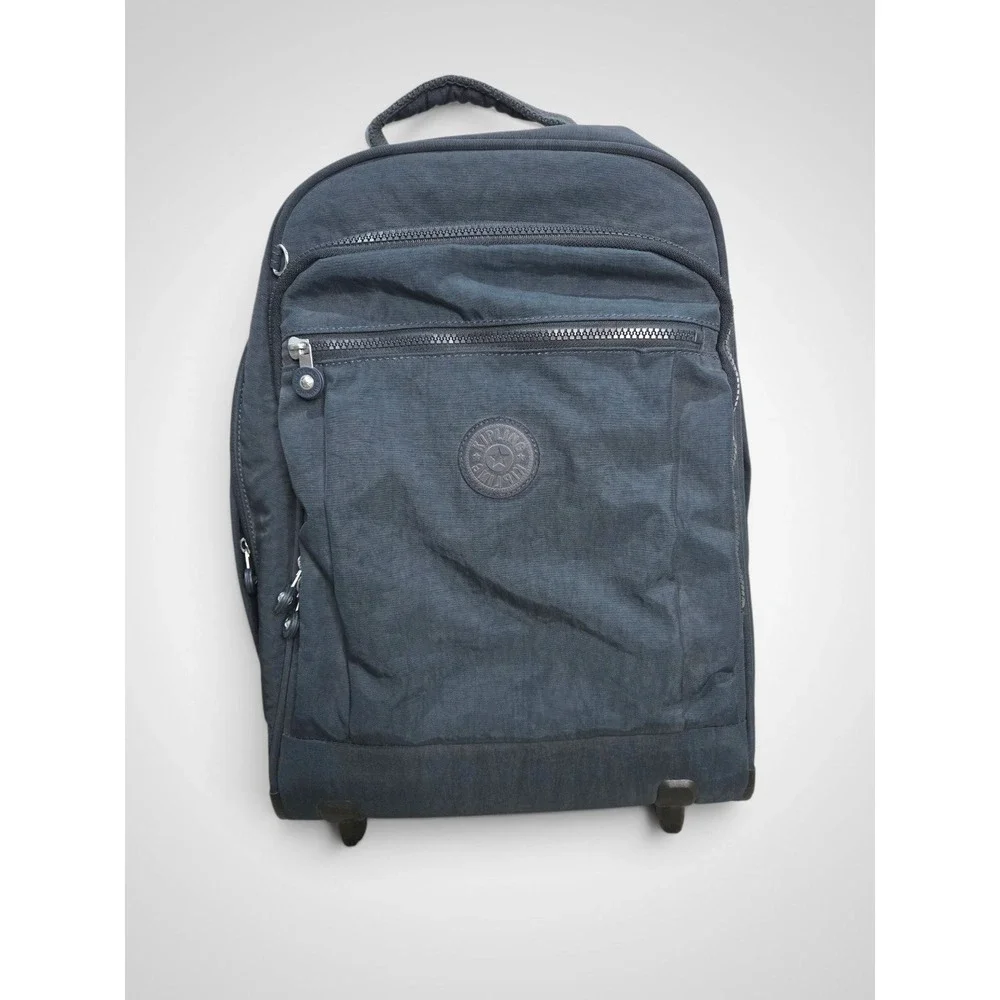 Kipling Rolling Backpack Navy Blue Nylon Wheeled Travel School Bag
